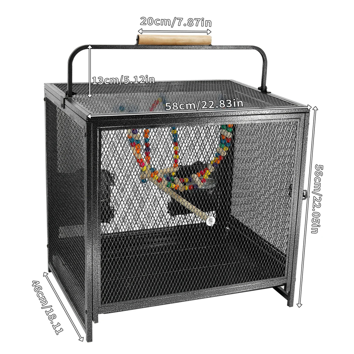 Wrought Iron Standing Bird Cage With Swing Perches And Tray