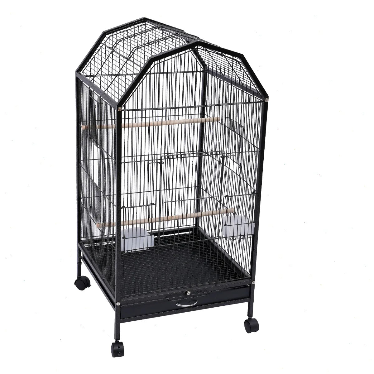 Sturdy Iron Bird Cage Featuring Spacious Open Bar Design