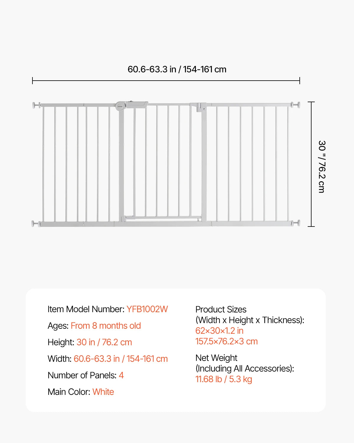 SucceBuy Stainless Steel Pressure Mount Baby Pet Security Gate