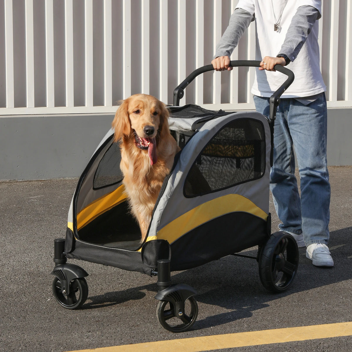 Foldable Breathable Pet Stroller For Dogs And Cats Travel Carrier