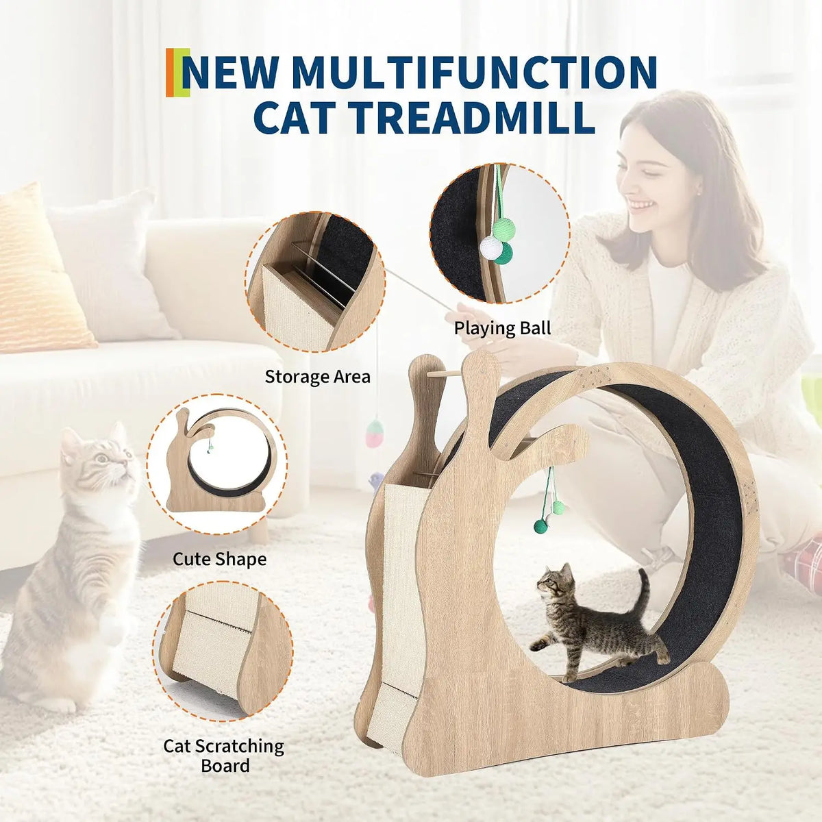Garvee Cat Treadmill Running Wheel With Exercise And Climbing Features