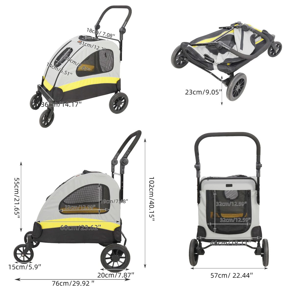 Portable Pet Travel Stroller Folding Jogger Wagon Carrier With Leash