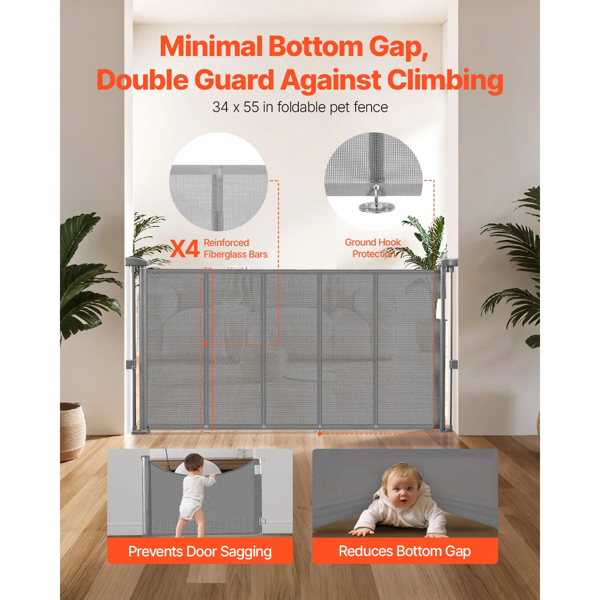 SucceBuy Adjustable Retractable Baby And Pet Safety Gate