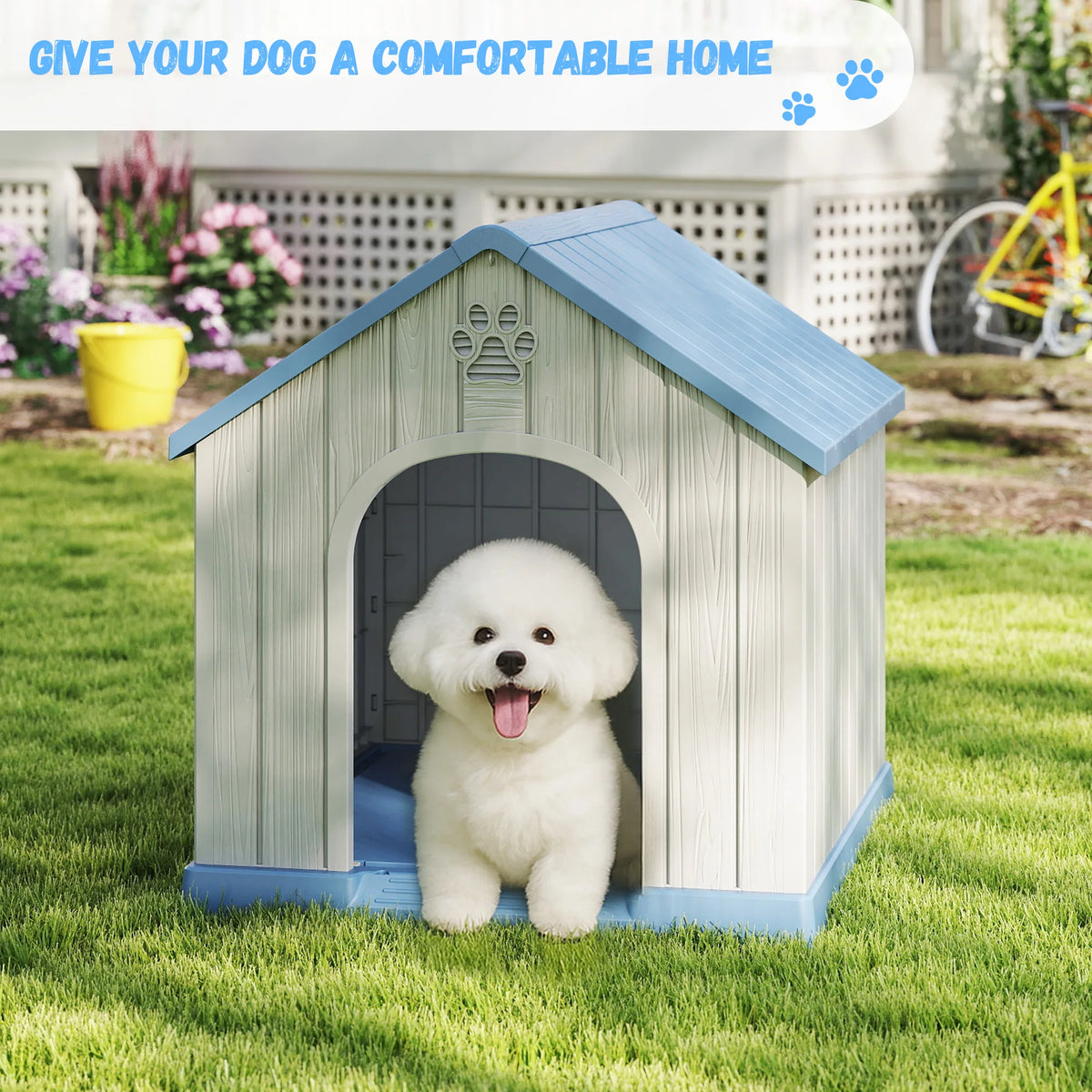 All Weatherproof Plastic Dog House For Indoor Outdoor Pet Shelter