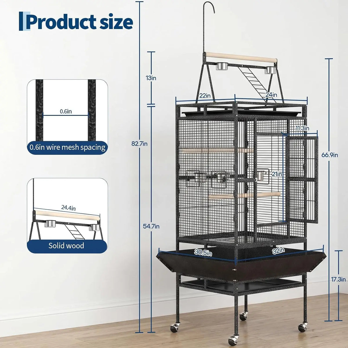 Large Metal Bird Cage With Stand For Parrots And Cockatiels