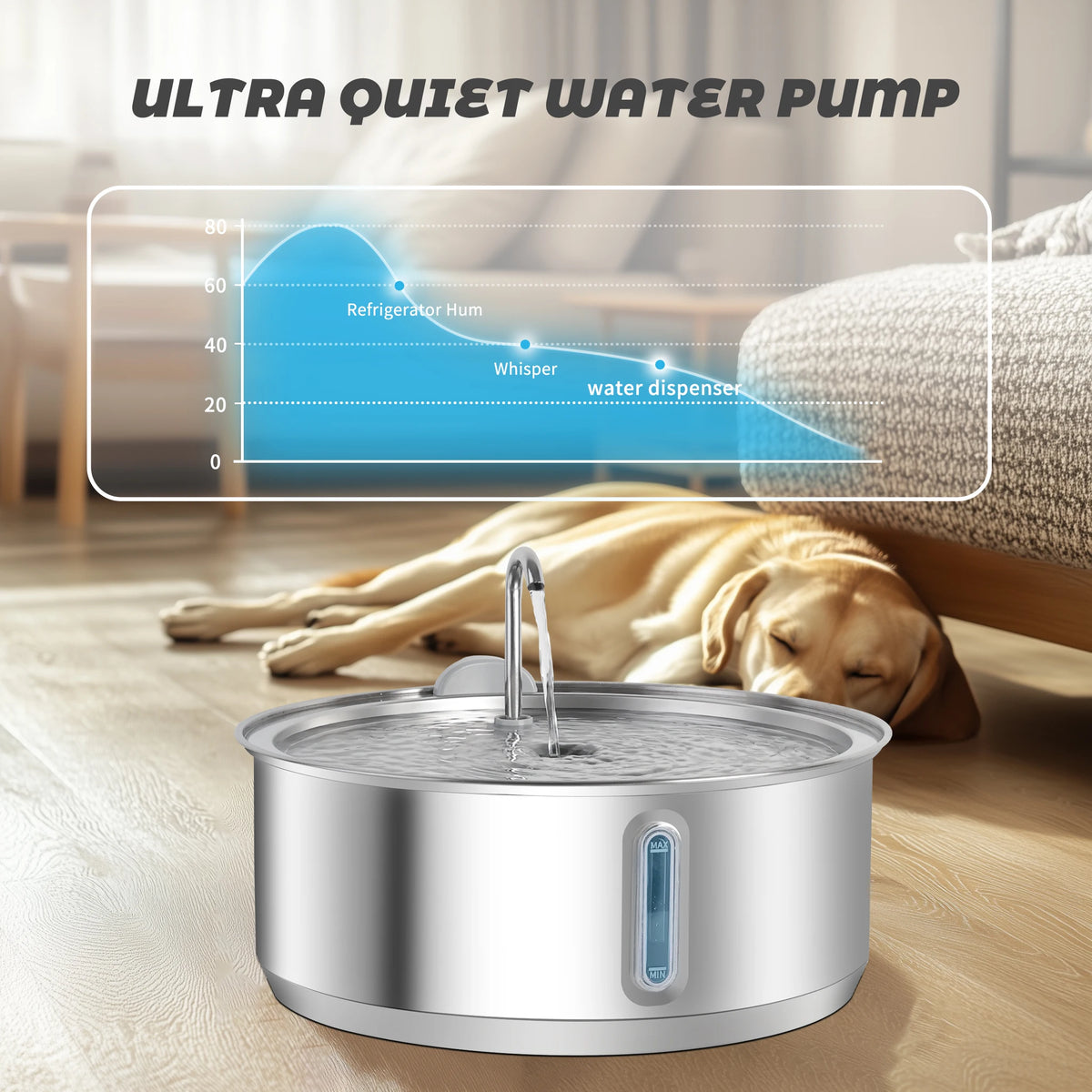 Stainless Steel Water Fountain With Filter For Cats And Dogs