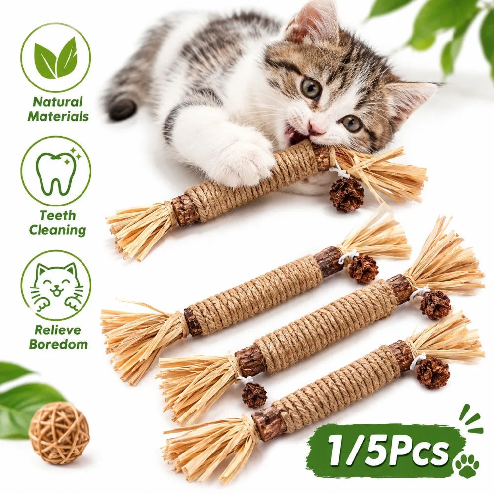 Silvervine Raffia Dental Chew Stick Toy for Cats and Dogs
