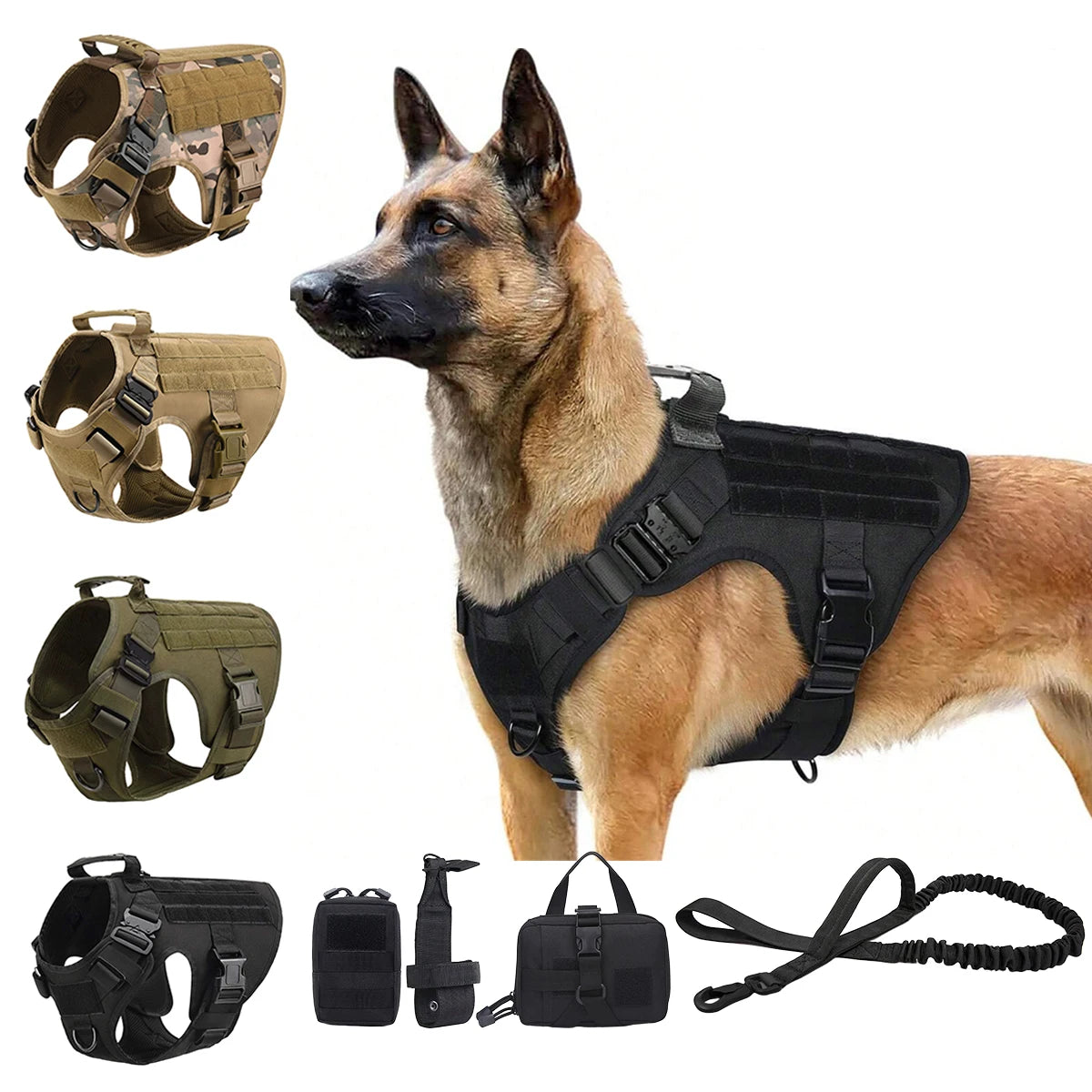 Petavel Tactical Dog Harness With Molle Pockets For Training