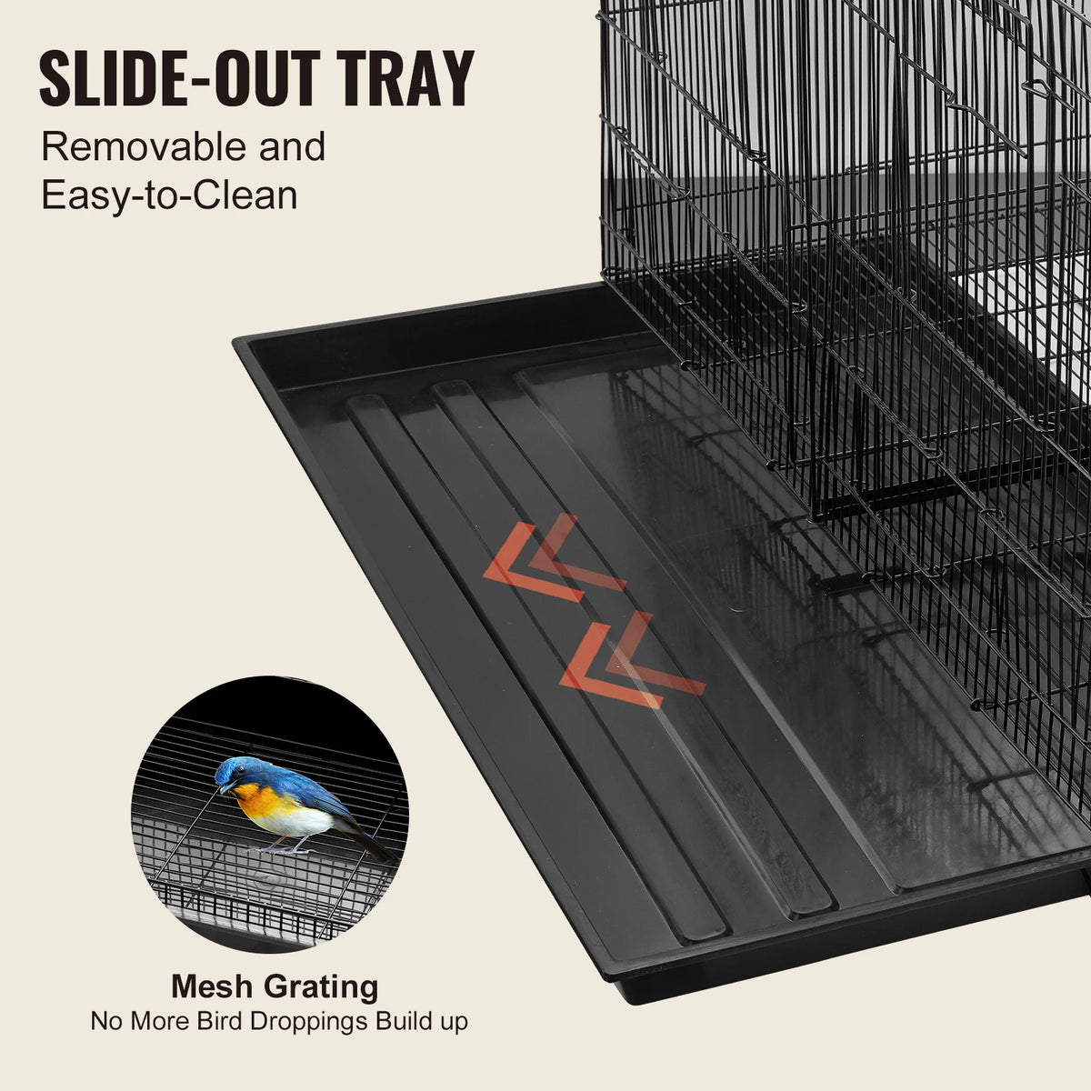 SucceBuy Divided Flight Bird Cage With Handle And Perch