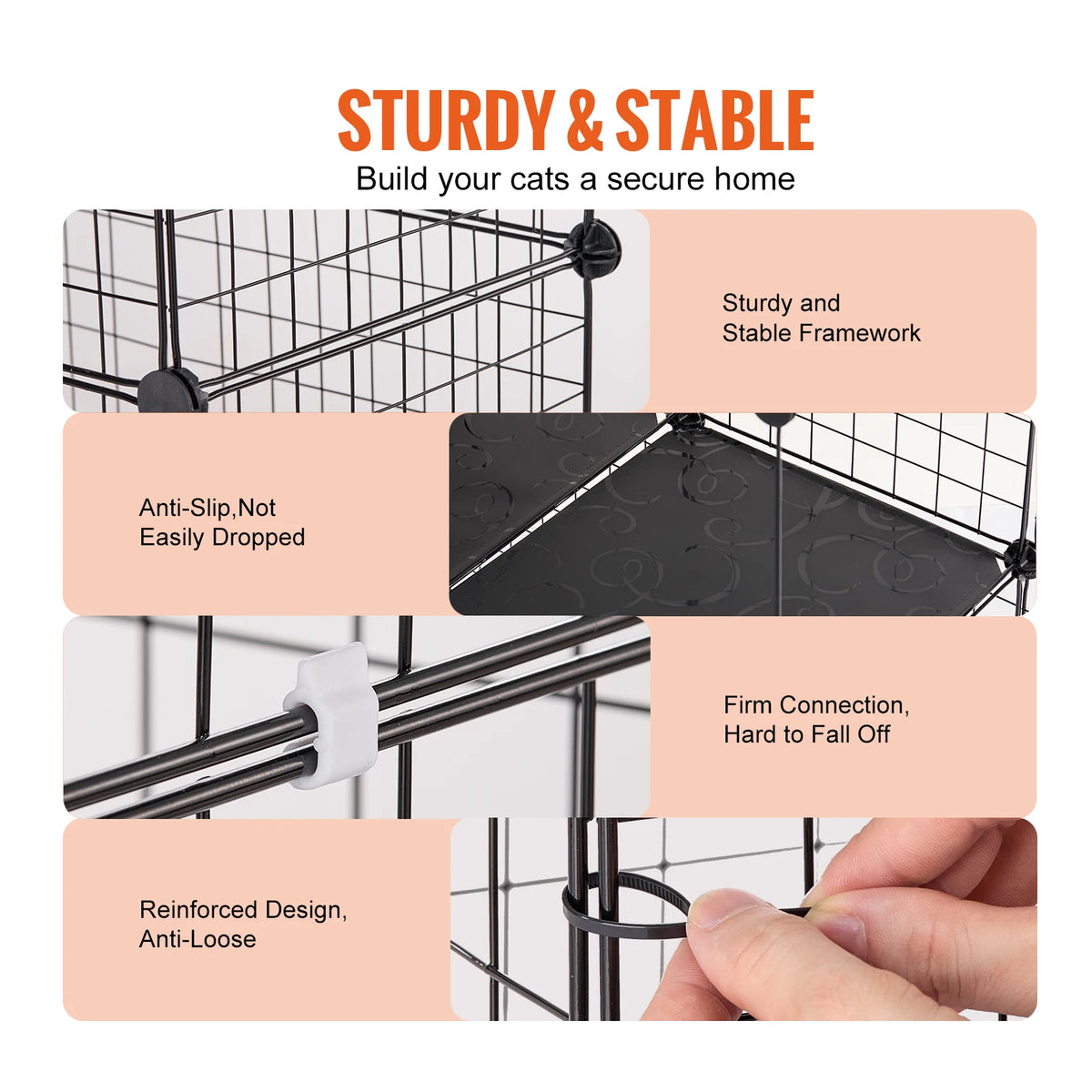 SucceBuy Stainless Steel Cat Villa With Hammock And Ramp