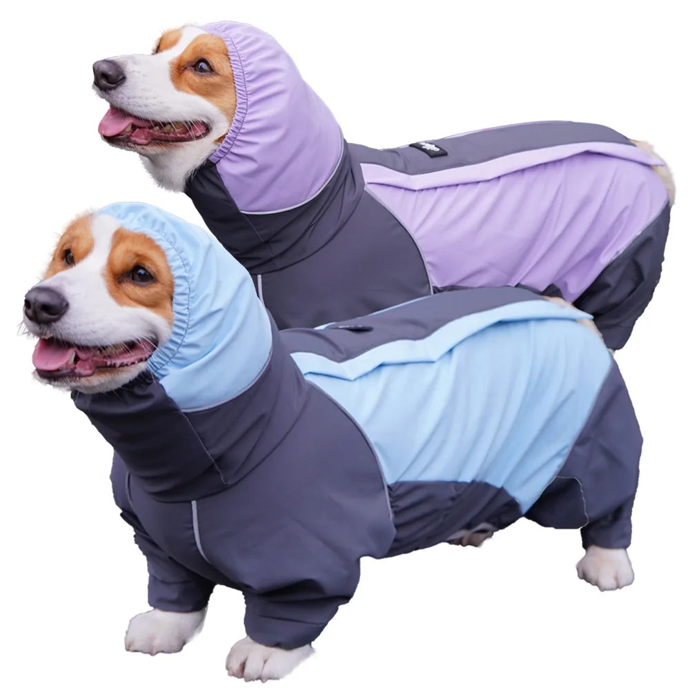 Waterproof Full Body Raincoat for Corgis and Short Leg Dogs