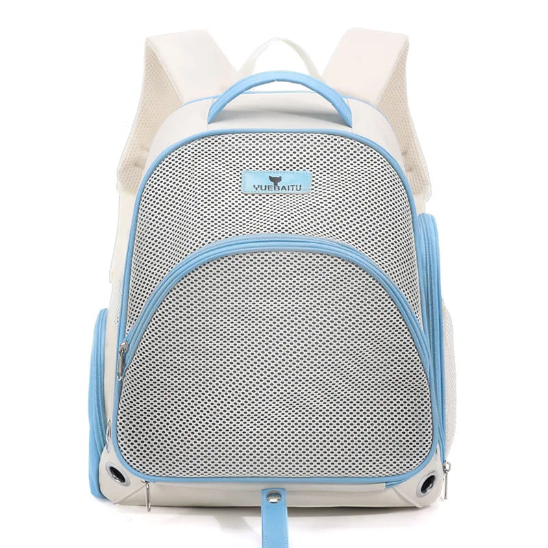Pet Carrier Backpack, Breathable Lightweight Travel Bag with Large Front Opening and Luggage Strap for Cats and Small Dogs