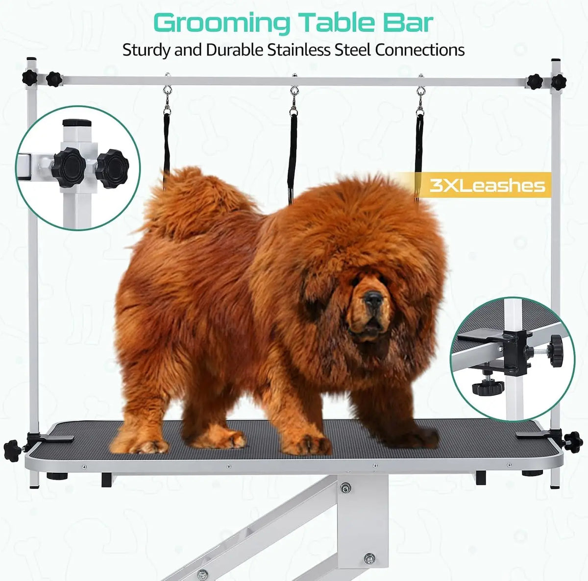 43.3" Electric Pet Grooming Table 350 LBS Heavy Duty Dog Grooming Arm for Large Dog Salon-Grade Pet Height Adjustable Grooming Station Slip Tabletop