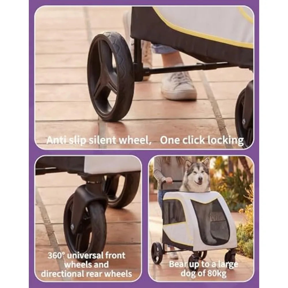 Garvee Foldable Pet Stroller With Breathable Carrier