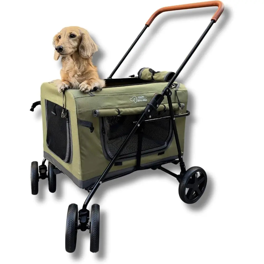 Portable Pet Stroller With Detachable Carrier For Dogs And Cats