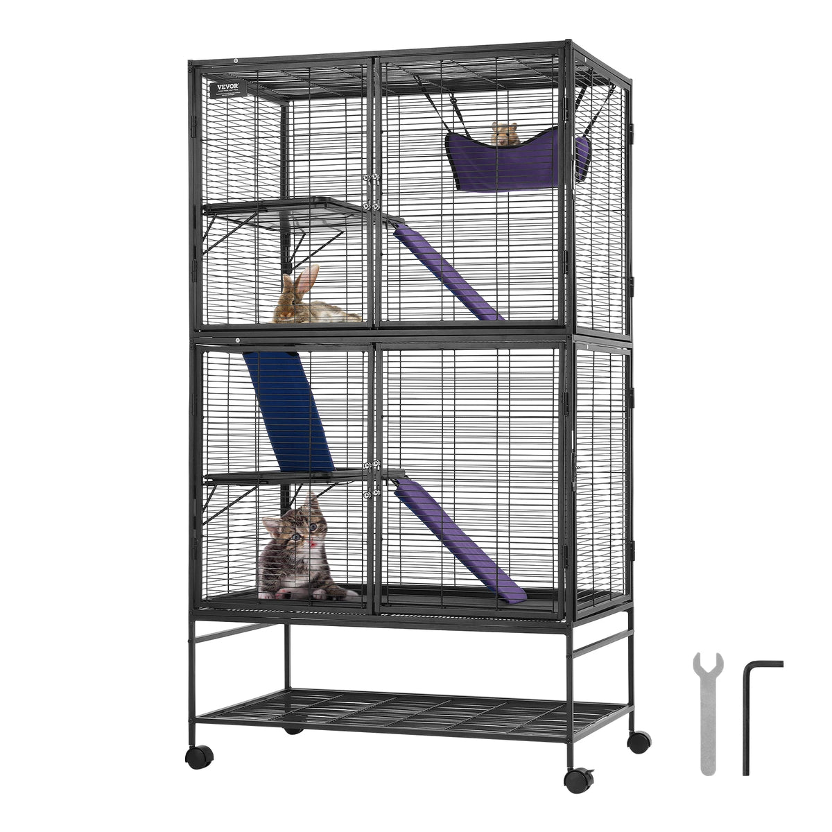 SucceBuy 4 Tier Rolling Metal Wire Small Animal Cage