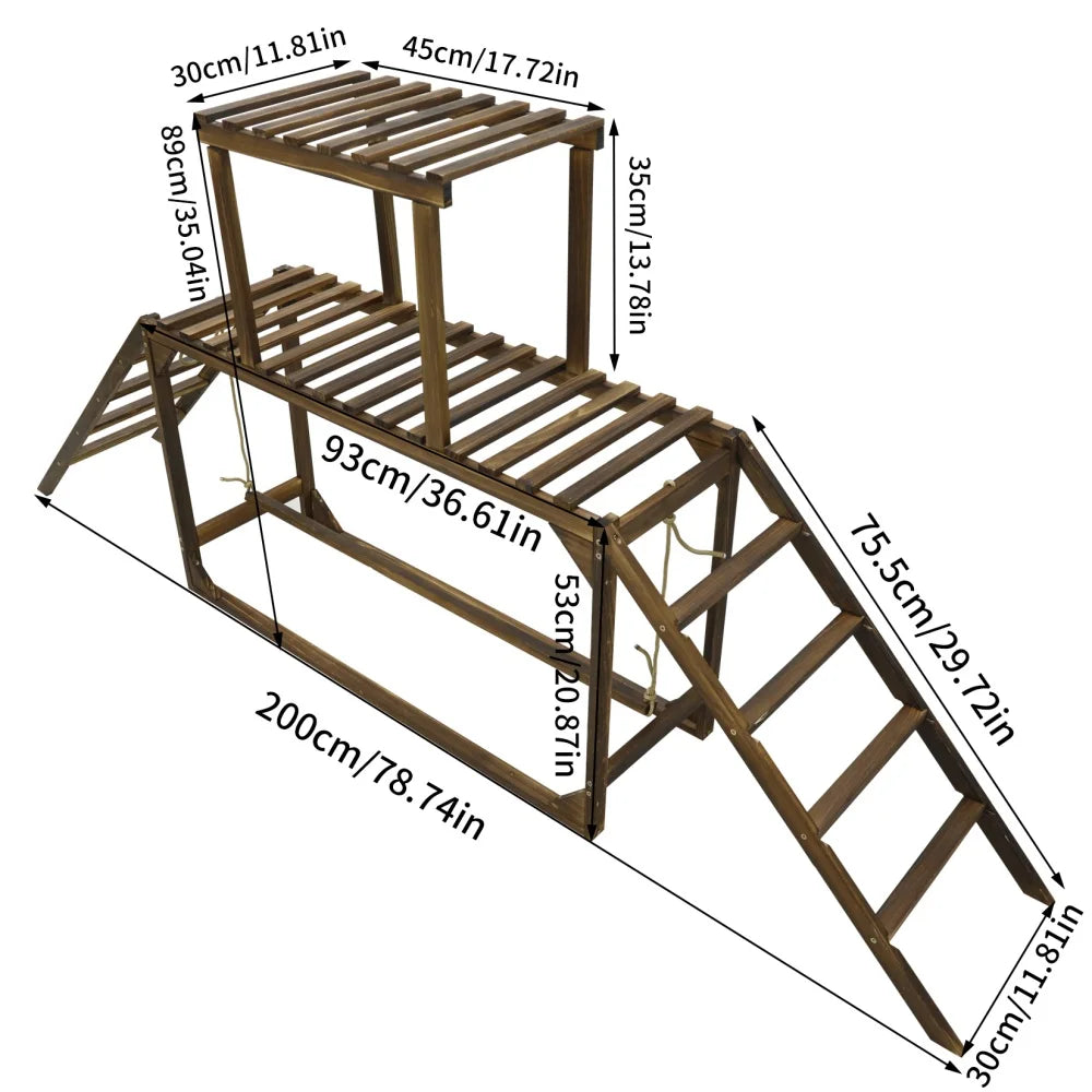Solid Wood Chicken Perch With Swing Ladder Roosting Bar