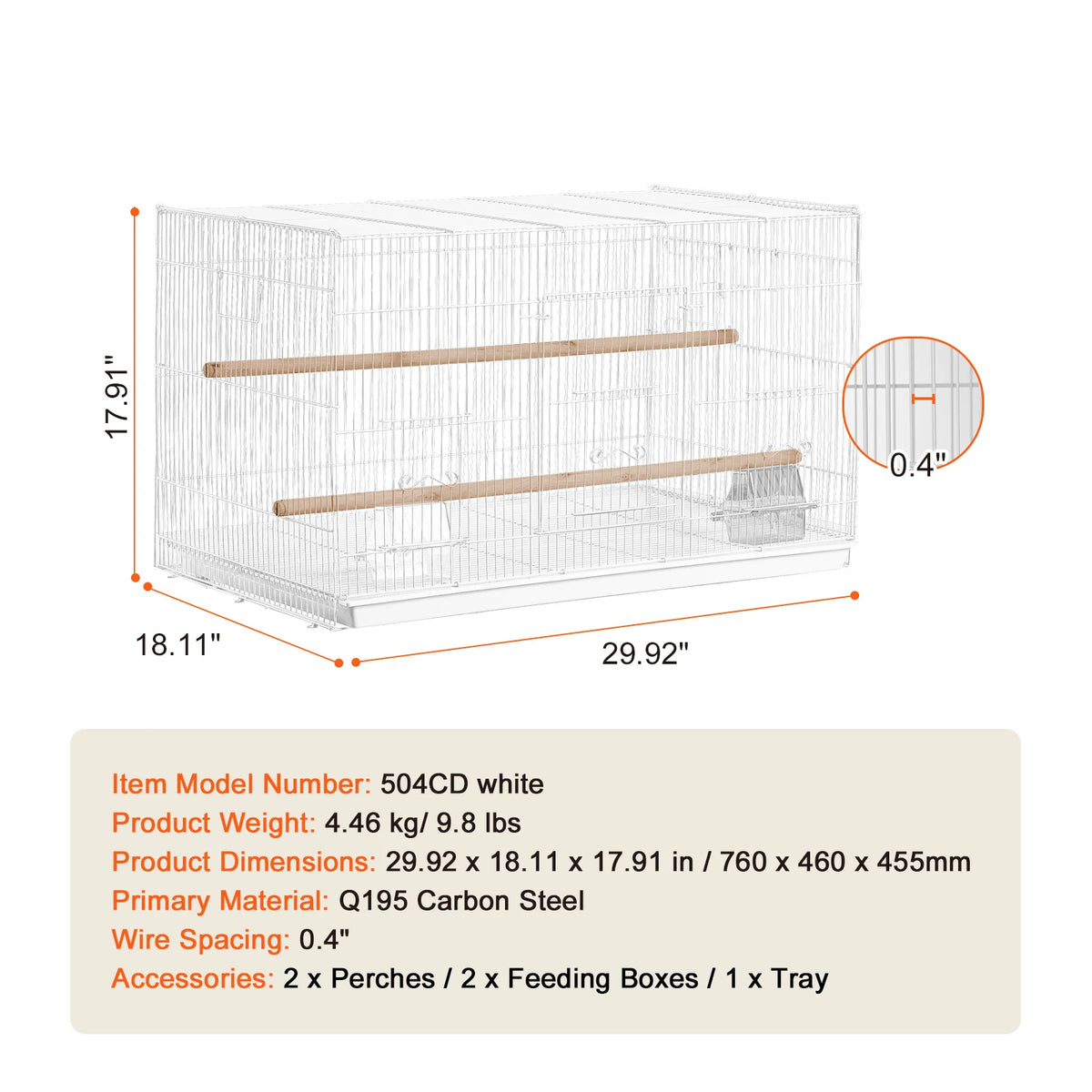 SucceBuy Divided Flight Bird Cage With Handle And Perch