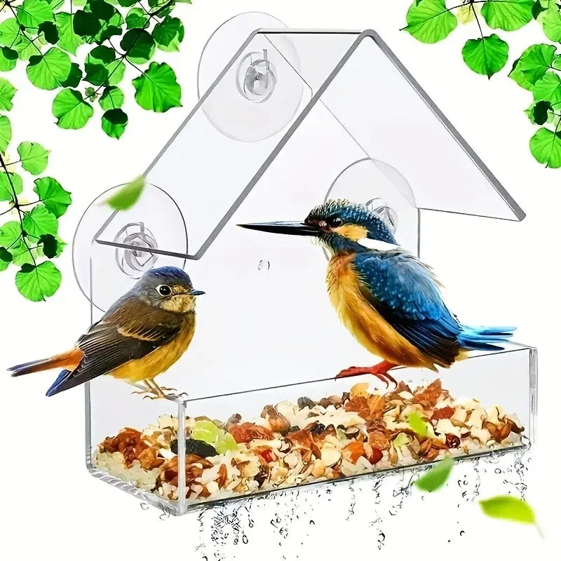 Outdoor Window Bird Feeder House With Strong Suction Cups