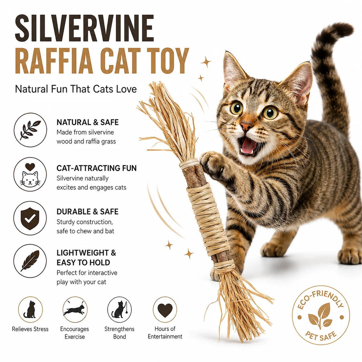 Silvervine Raffia Dental Chew Stick Toy for Cats and Dogs