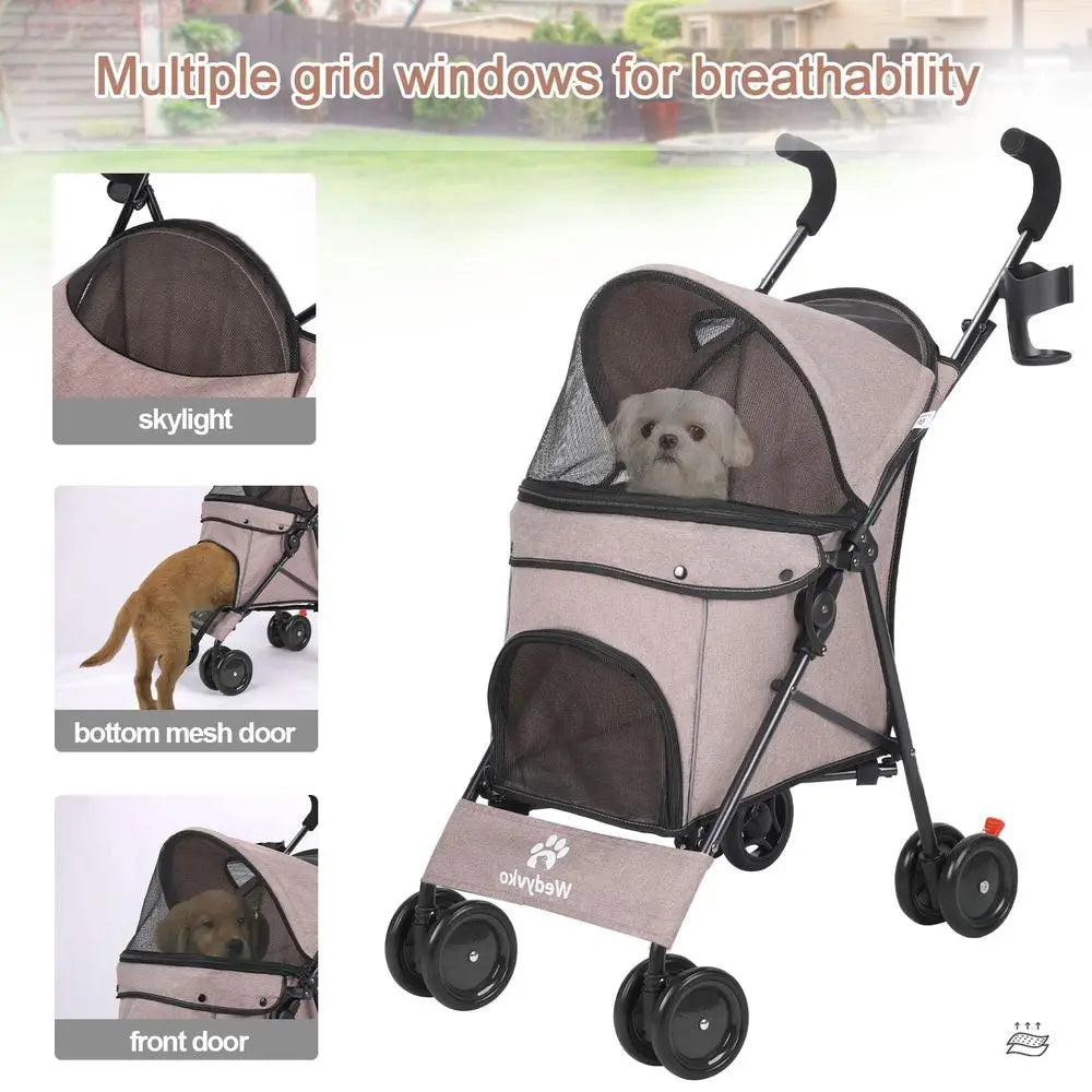 Foldable Travel Pet Stroller For Small Dogs And Cats