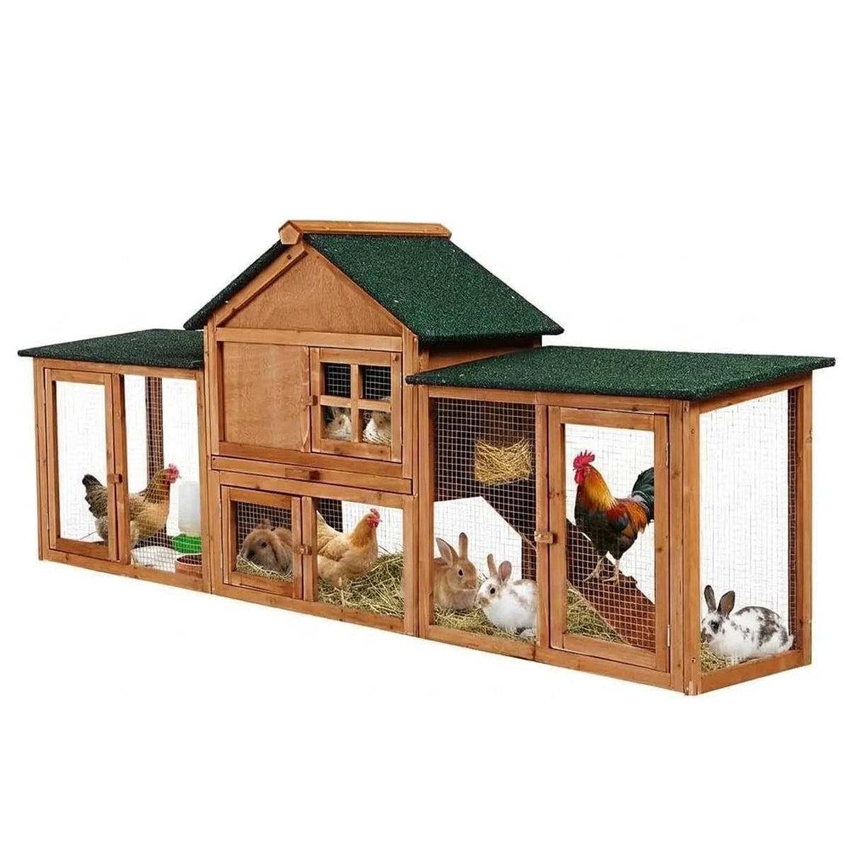 HiMISS Two Story Outdoor Rabbit Hutch With Ramp And Tray