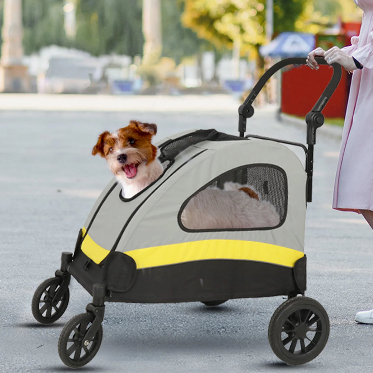 Portable Pet Travel Stroller Folding Jogger Wagon Carrier With Leash