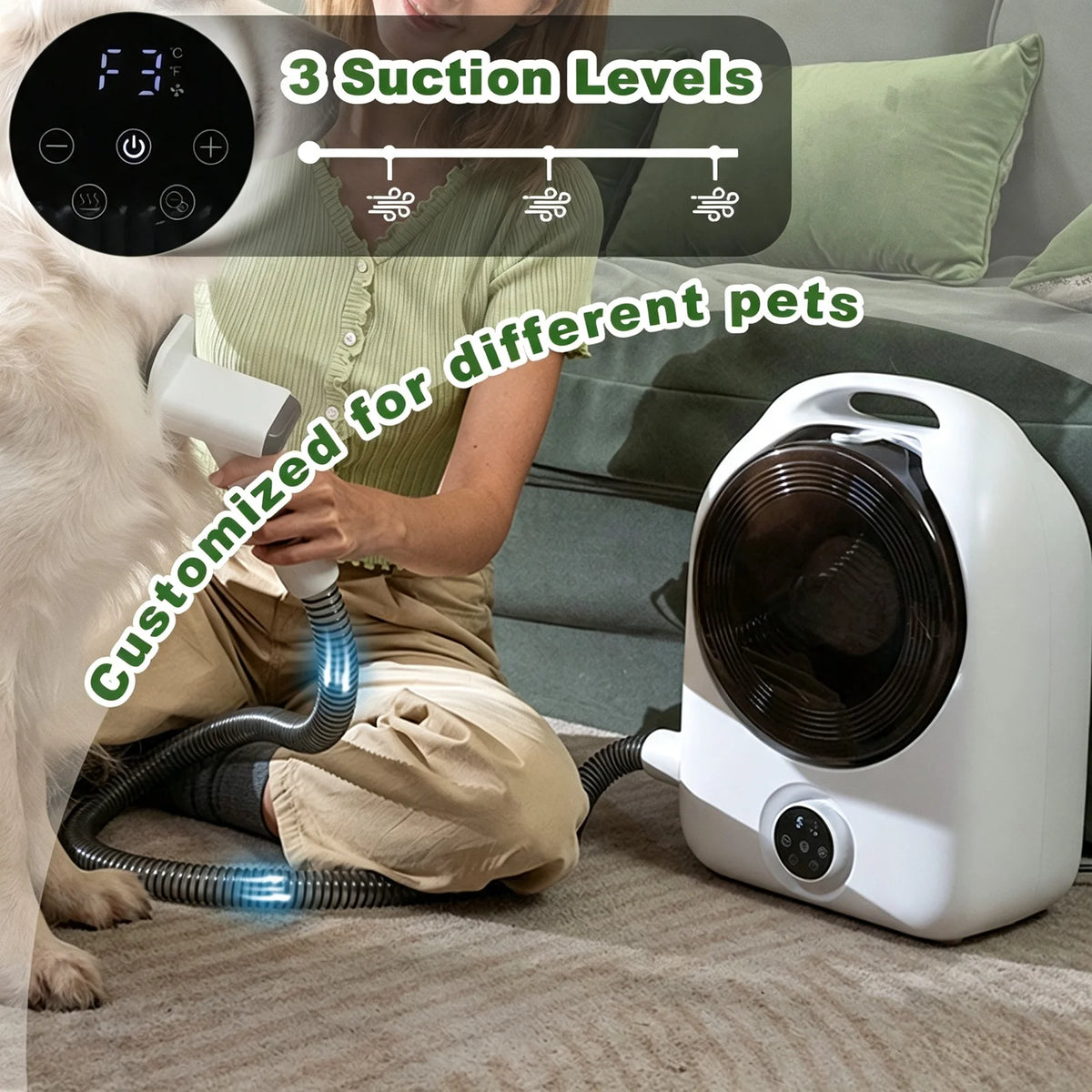 Professional 5 In 1 Pet Grooming Vacuum Dryer Trimmer Kit