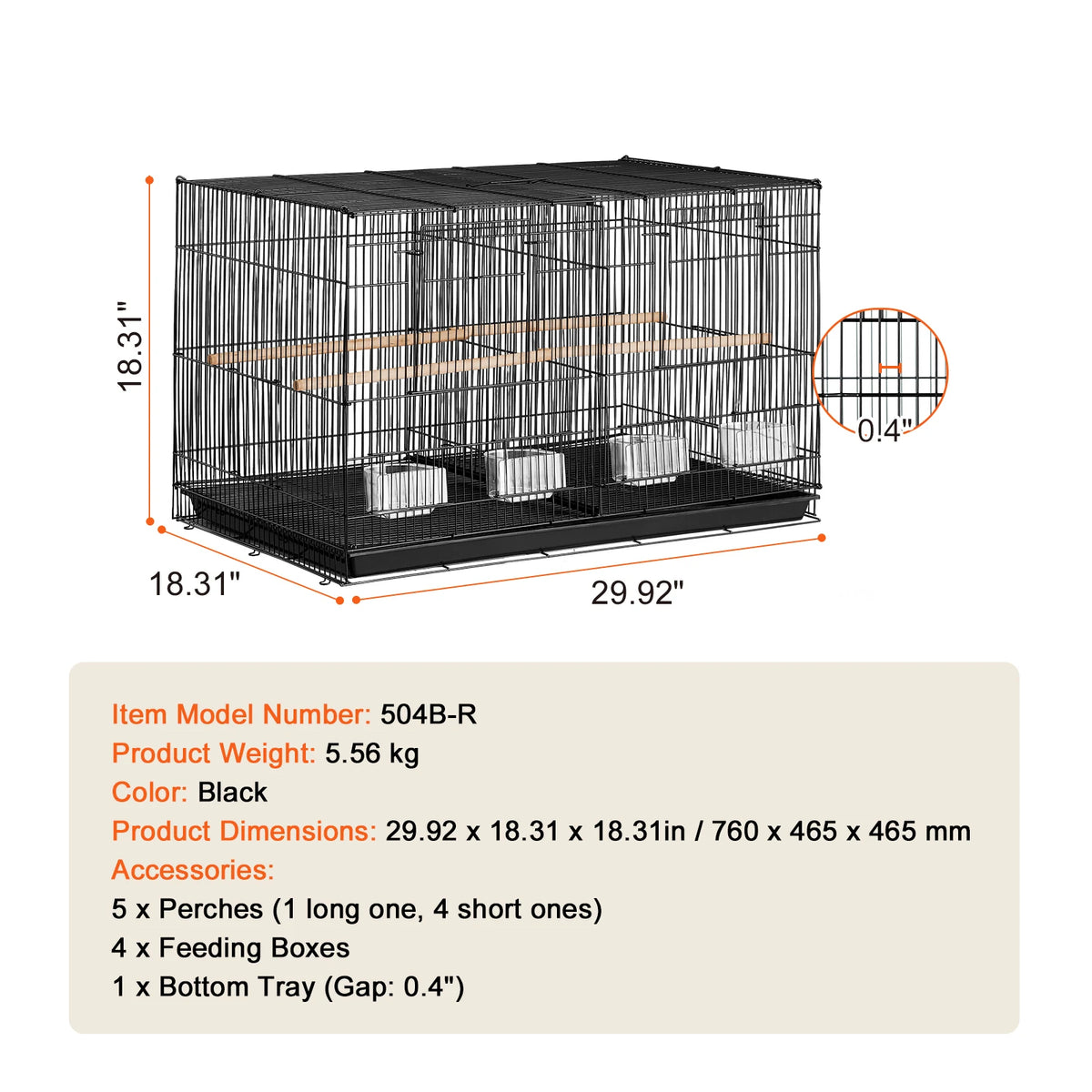 SucceBuy Divided Flight Bird Cage With Handle And Perch