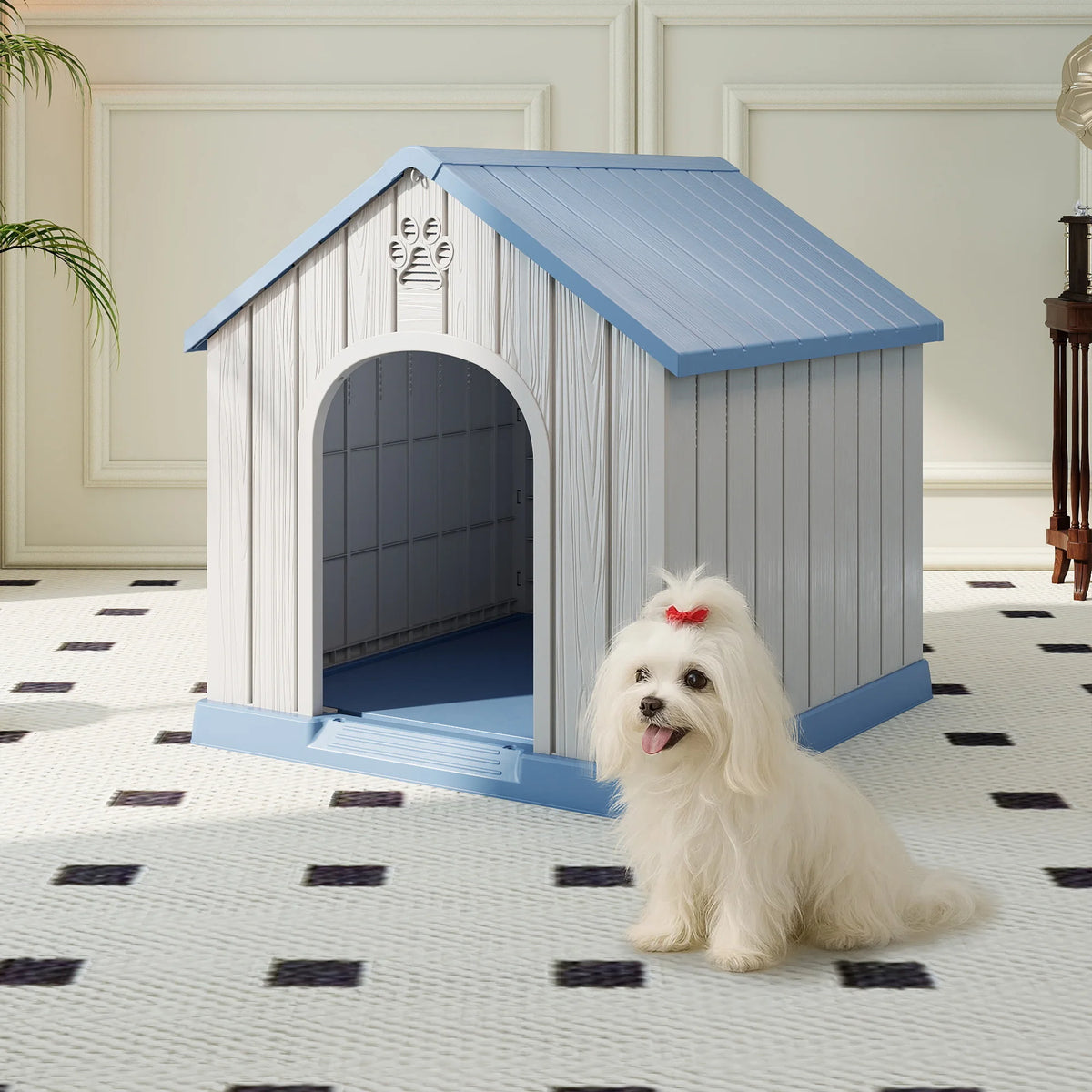 All Weatherproof Plastic Dog House For Indoor Outdoor Pet Shelter