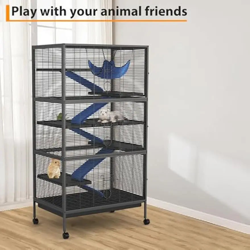 Garvee Durable Four Tier Rolling Metal Small Animal Cage