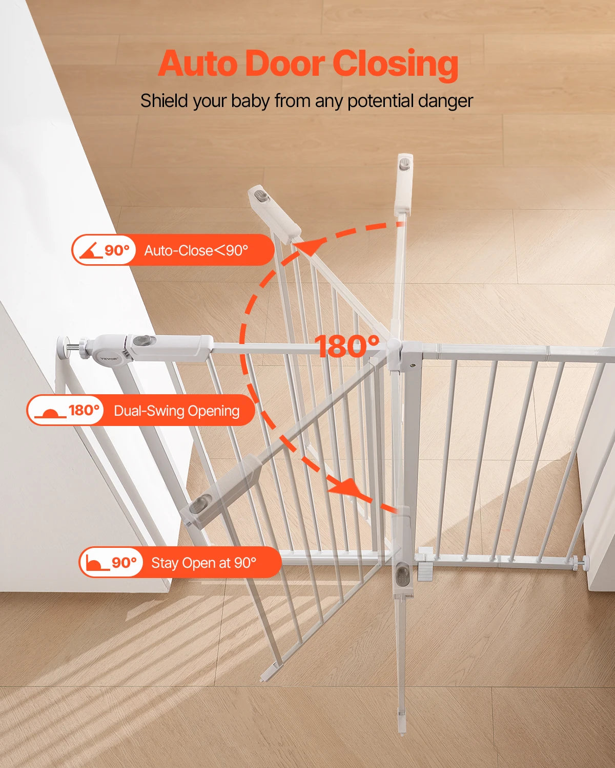 SucceBuy Stainless Steel Pressure Mount Baby Pet Security Gate