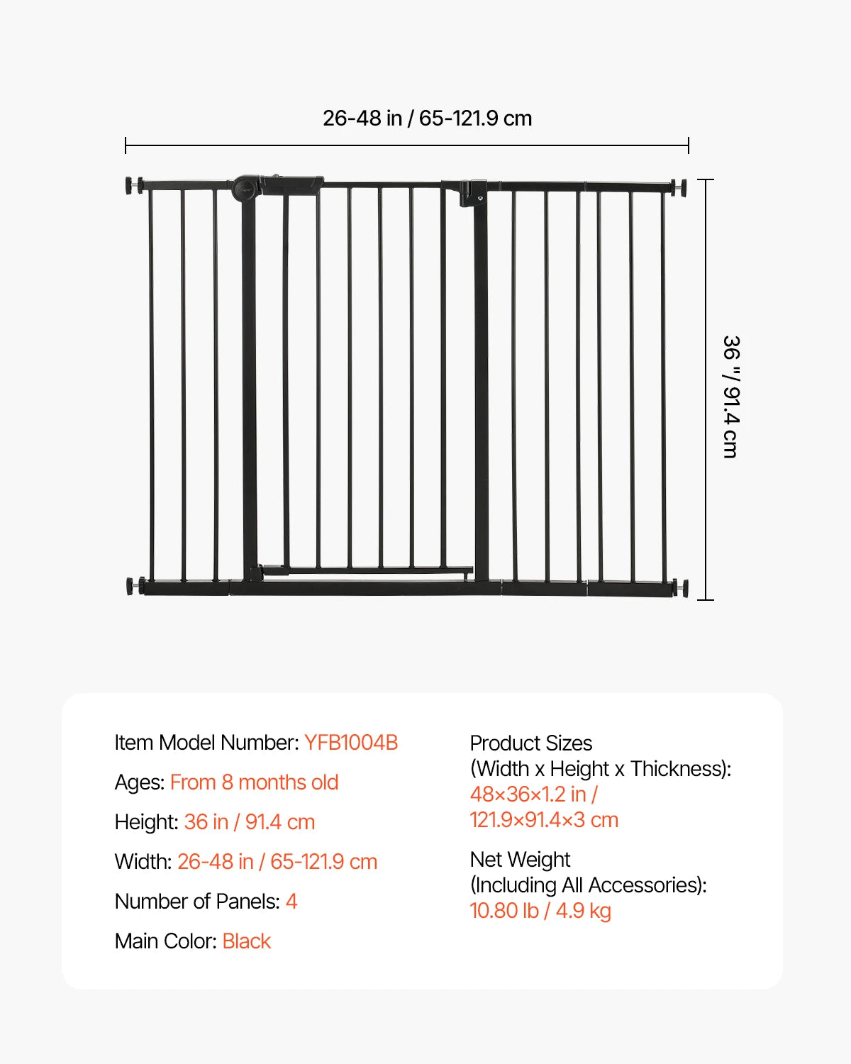 SucceBuy Stainless Steel Pressure Mount Baby Pet Security Gate