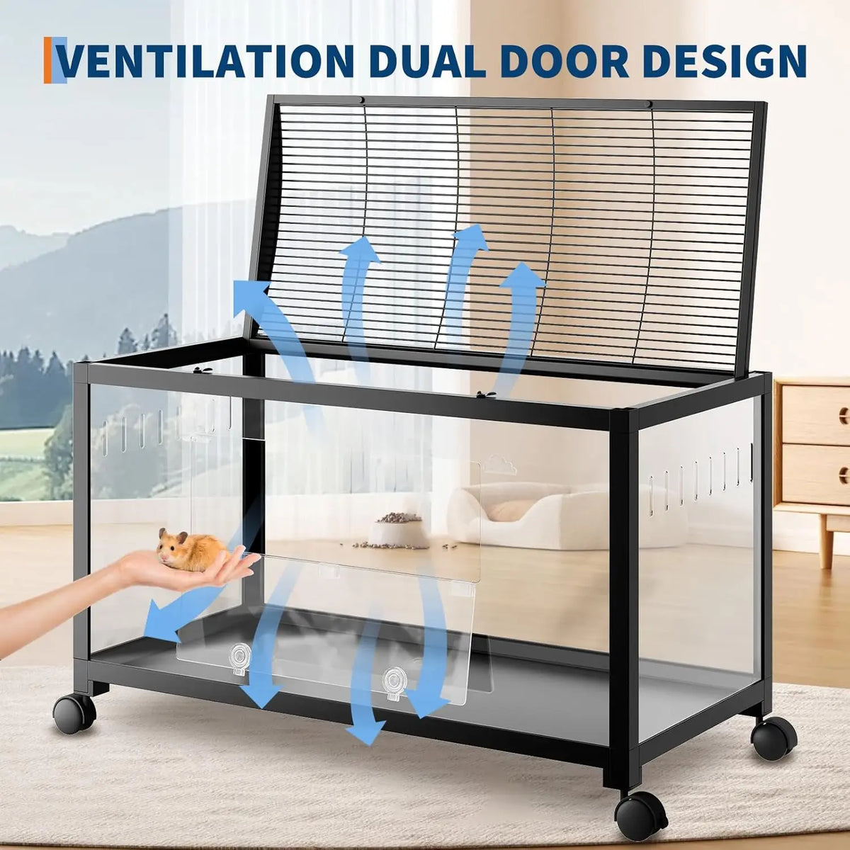 HiMiss 3 Tier Hamster Cage With Running Wheel And Ramp