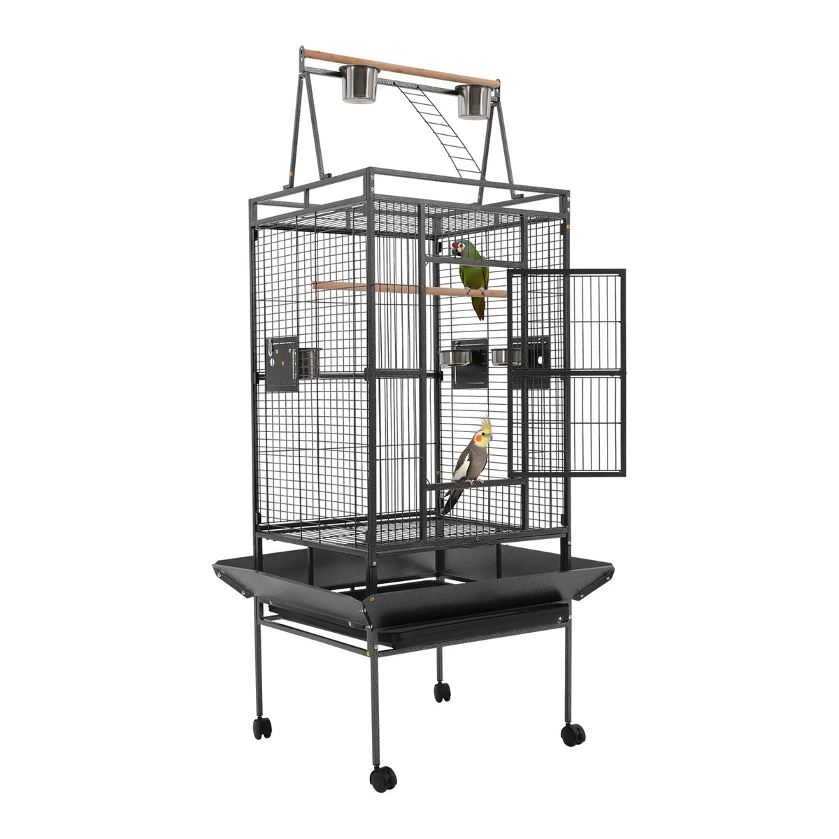 Spacious Rolling Parrot Bird Cage With Sturdy Iron Playtop
