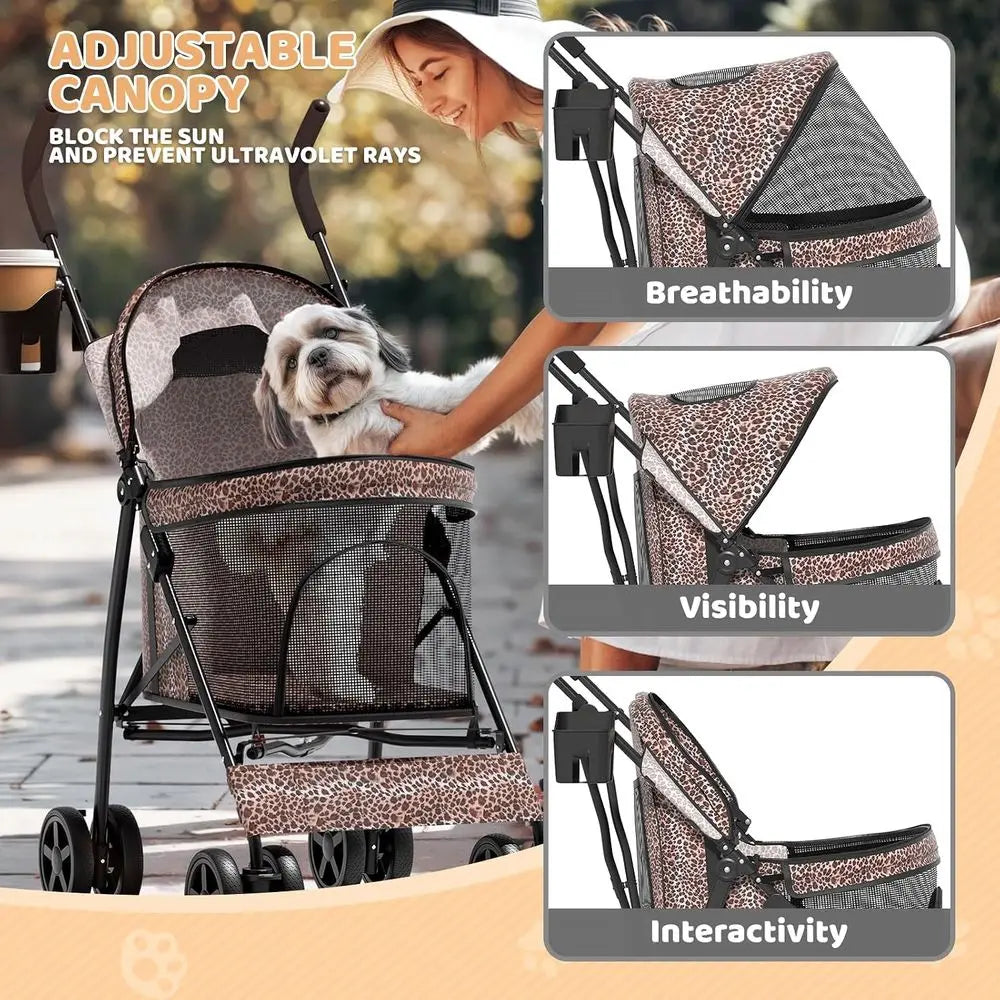 Compact Pet Stroller Lightweight Foldable Travel Jogger For Dogs