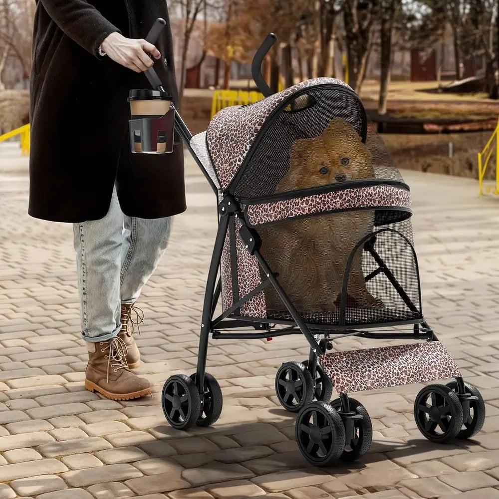 Compact Pet Stroller Lightweight Foldable Travel Jogger For Dogs