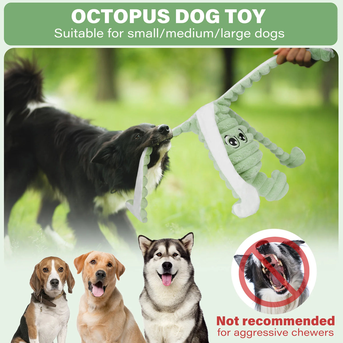 Octopus Squeaky Plush Dental Chew Toy For Interactive Dogs