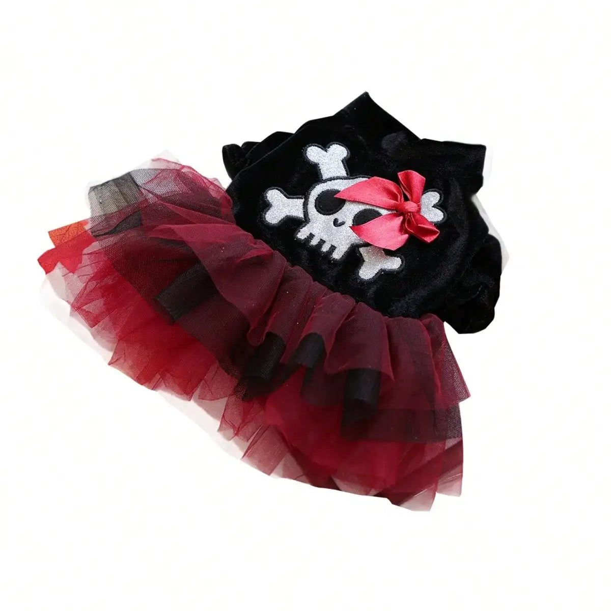 Halloween Skull Pattern Tulle Dress Pet Pirate Costume For Dogs And Cats