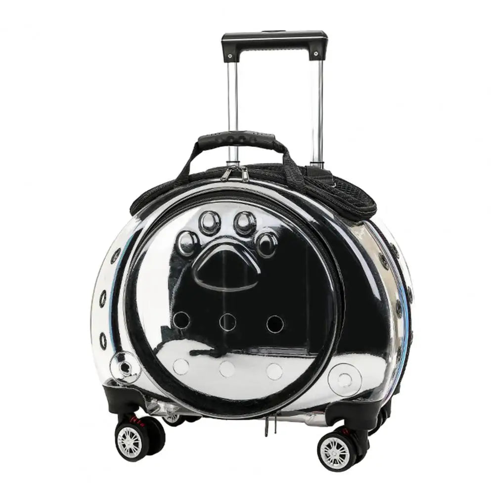 Portable Pet Trolley Carrier With Clear Ventilation And Silent Wheels