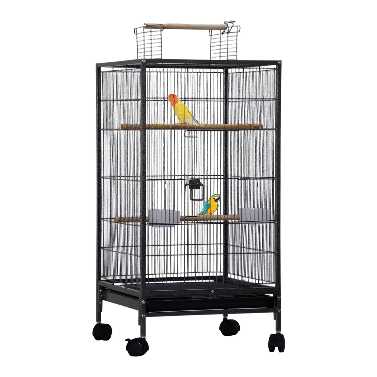 HiMISS Bird Cage With Rolling Stand Open Top For Budgies