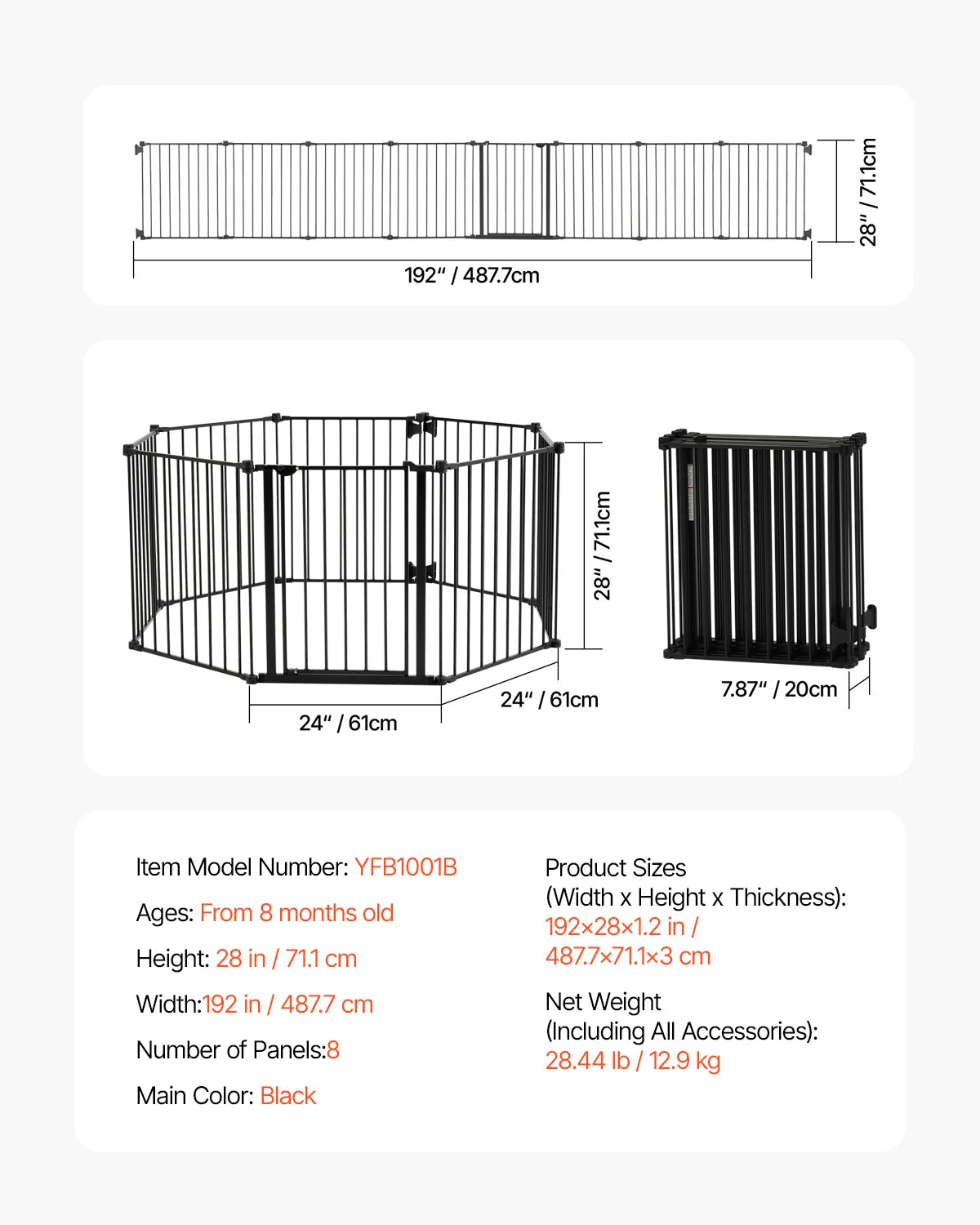 SucceBuy Stainless Steel Pressure Mount Baby Pet Security Gate