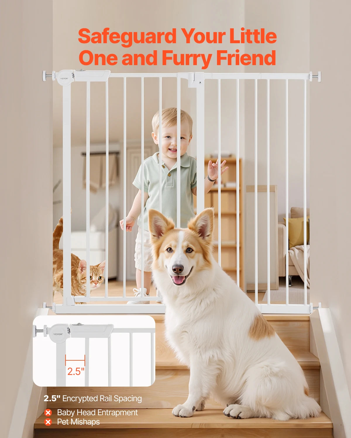 SucceBuy Stainless Steel Pressure Mount Baby Pet Security Gate