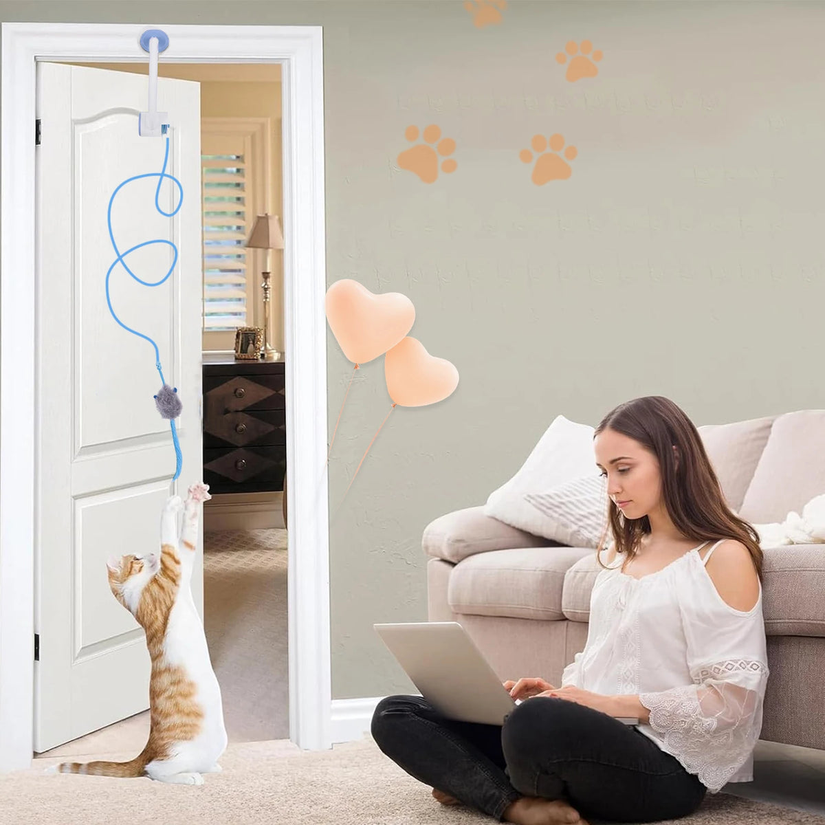 ATUOTIN Electronic Self Play Feather String Cat Toy