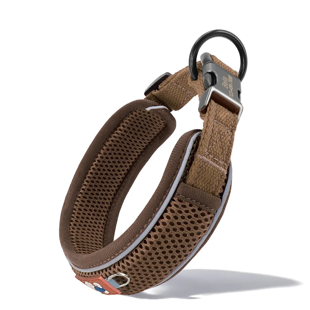 Personalized Dog Collar Mesh Breathable Dog Collars Reflective Pet Necklace Durable For Small Medium Large Dogs Free Engraving