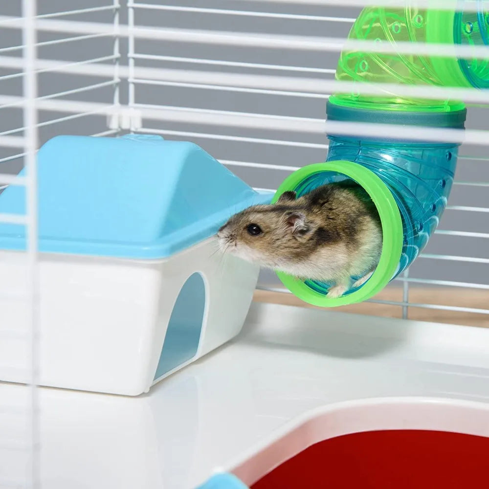 Multilevel Hamster Cage With Complete Accessory Kit For Small Pets