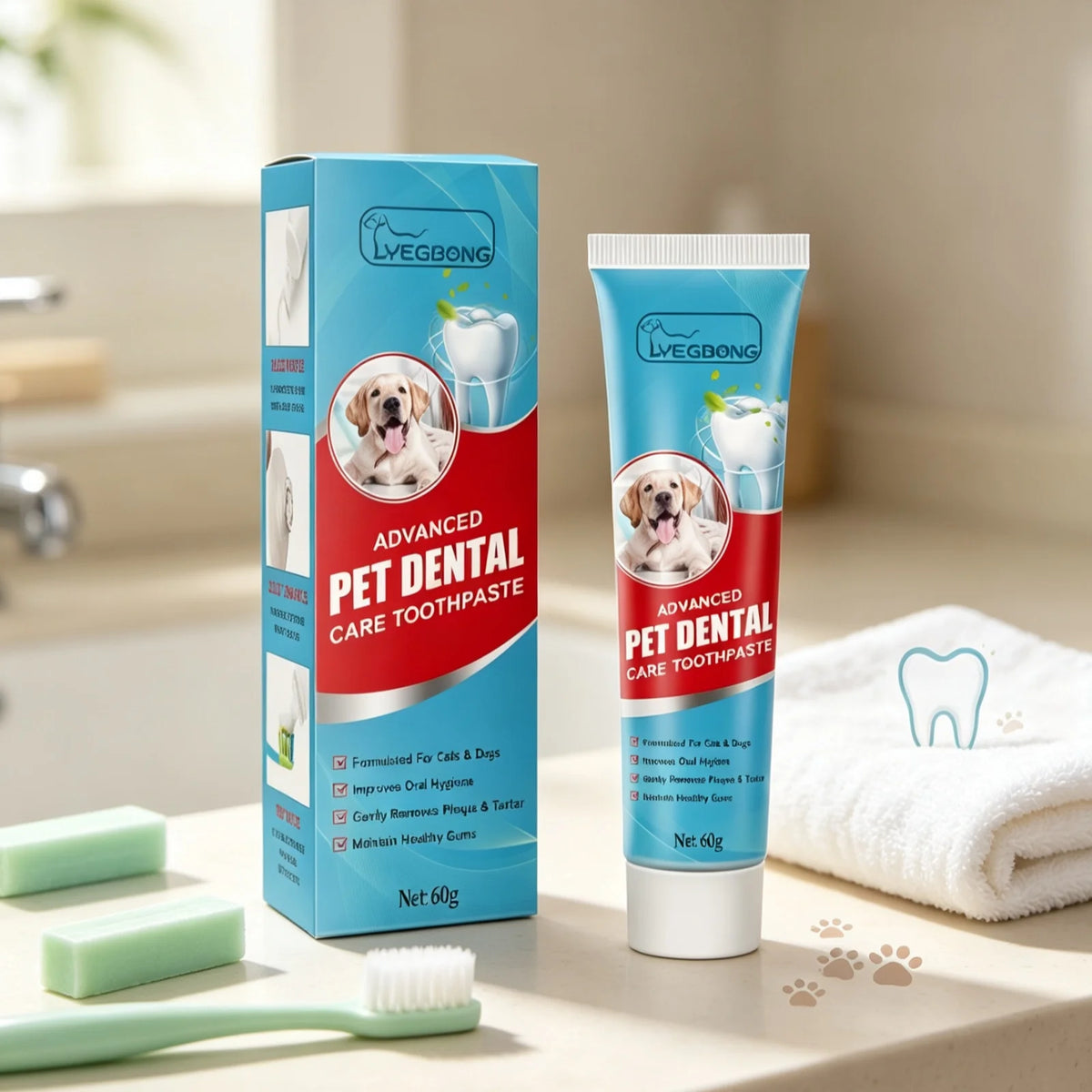 YEGBONG Pet Toothpaste For Dogs Cats Fresh Breath Oral Care