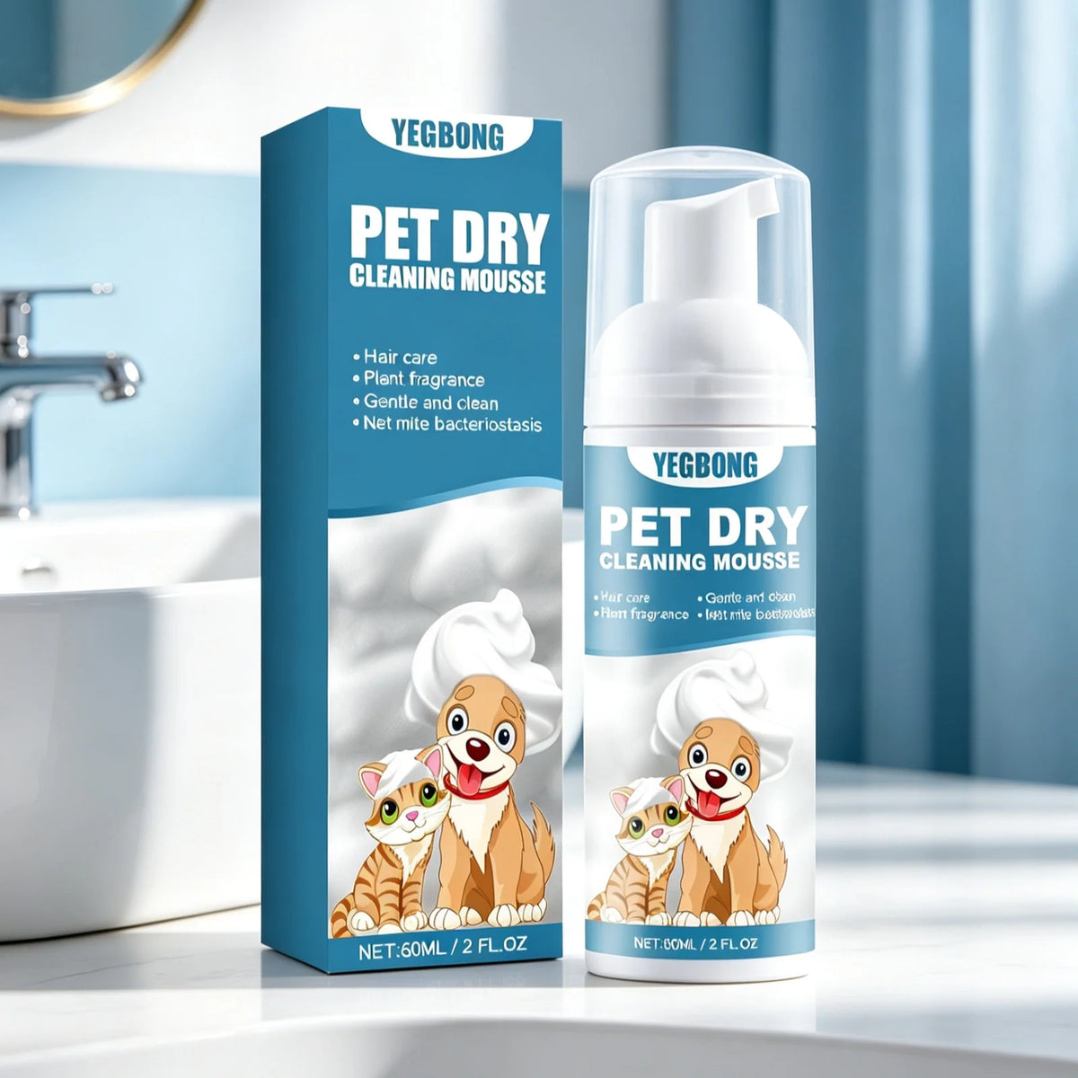 Yegbong Pet Dry Shampoo Mousse For Itchy Skin And Odor Relief