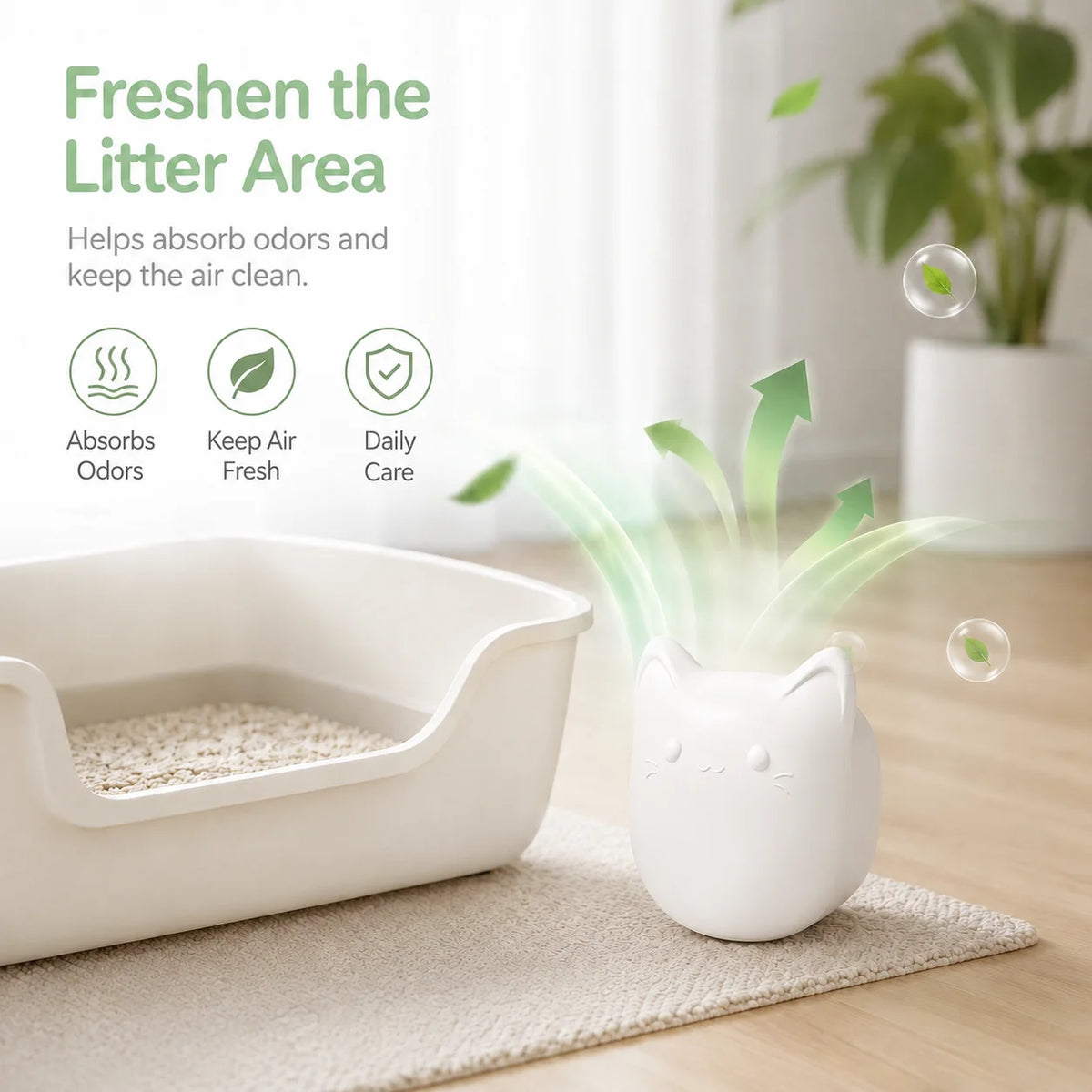Cat Litter Box Odor Eliminator Rechargeable Air Purifier