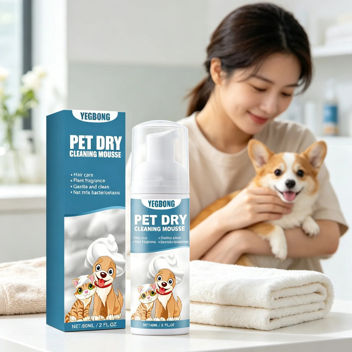 Yegbong Pet Dry Shampoo Mousse For Itchy Skin And Odor Relief